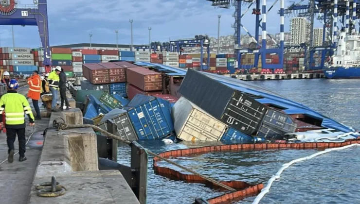 Ambarlı Limanı’nda gemi yan yattı: Personel tahliye edildi