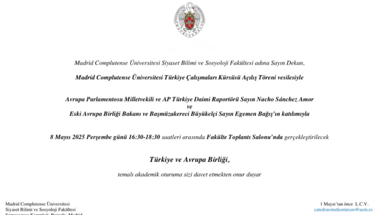 İspanya’nın en büyük ve köklü üniversitesi Türkiye Çalışmaları Kürsüsü kuruyor.